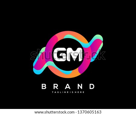 Initial letter GM logo with colorful circle background, letter combination logo design for creative industry, web, business and company. - Vector