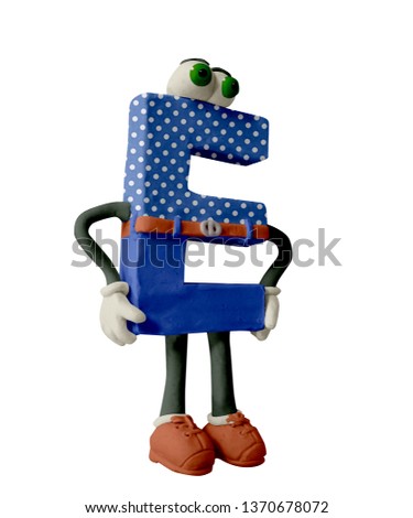 Funny letters with arms, legs and eyes. Letter “E”, cartoon, handmade with plasticine. Isolated on white background – Image