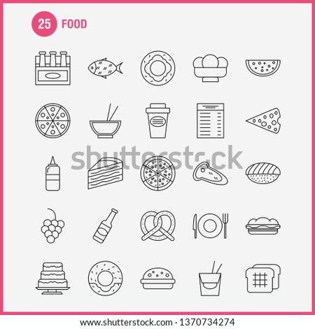 Food Line Icon for Web, Print and Mobile UX/UI Kit. Such as: Glass, Food, Drink, Cup, Burger, Eat, Food, Fast Pictogram Pack. - Vector