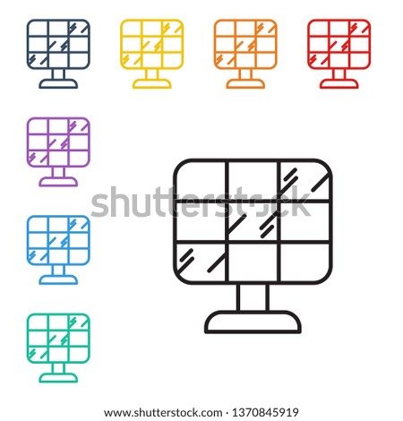 Line illustration of eight color styles Solar panel icon vector. Alternative energy
