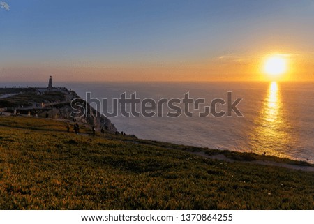 beautiful sunset on Cape Roca - the most western point of continental Europe