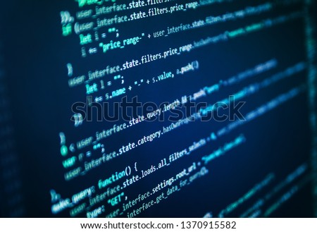 Creative Js HTML5 closeup set on background. Soft listing view.  Royalty-Free Stock Photo #1370915582