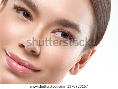 Asian beauty woman healthy skin closeup  eyes lips