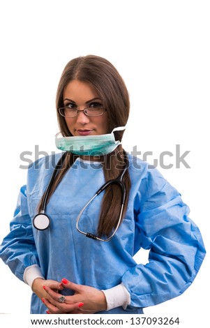 Young Surgeon On White Background