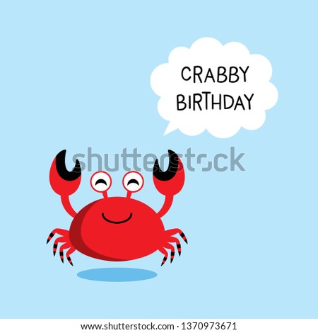 cute crab happy crabby birthday greeting vector