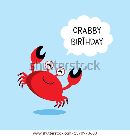cute crab happy crabby birthday greeting vector