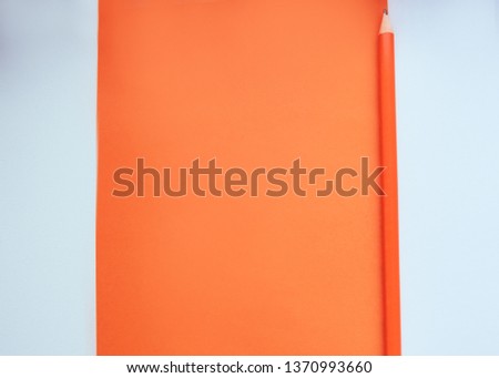 Amazing isolated  pencil on white and orange background. Top view.
