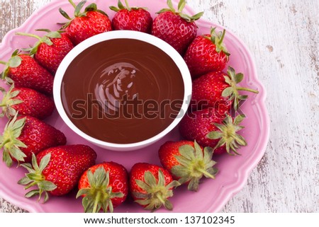 chocolate fondue and strawberry