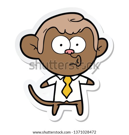 sticker of a cartoon office monkey