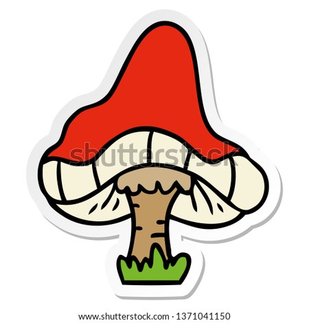 hand drawn sticker cartoon doodle of a single mushroom