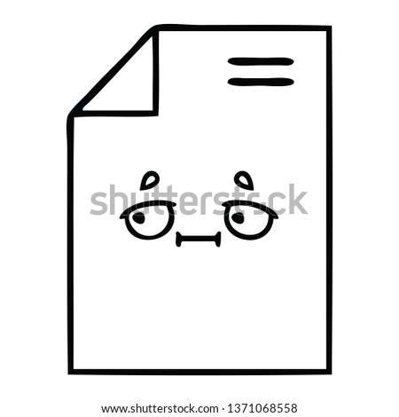 line drawing cartoon of a sheet of paper 