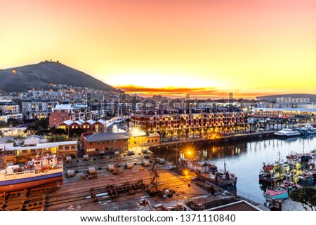 Victoria and Alfred Waterfront and table mountain in Cape town, South Africa. Royalty-Free Stock Photo #1371110840