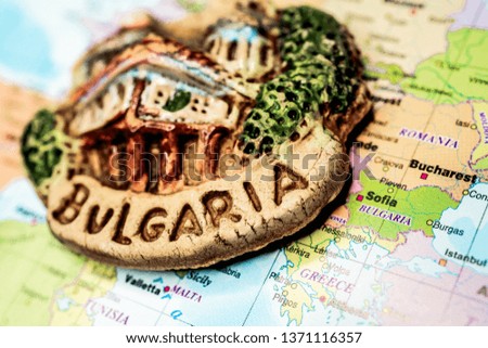 Souvenir from Bulgaria on the world map