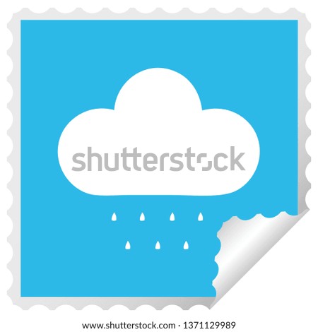 square peeling sticker cartoon of a rain cloud