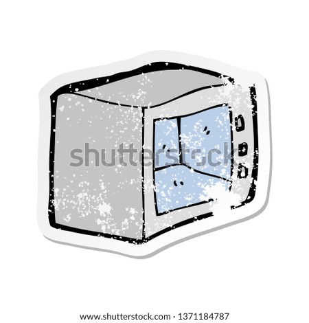 retro distressed sticker of a cartoon microwave