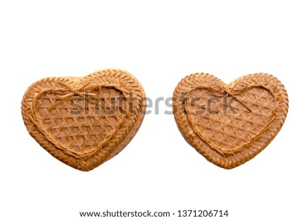 Heart shaped box Two boxes of wicker represent the love of a woman and men on white background and clipping path.
