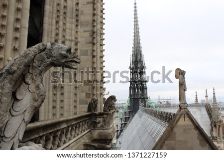 Notre Dame de Paris gargoyle and pinnacle