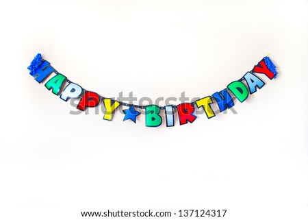 Colorful cheerful happy birthday celebration banner isolated over white background