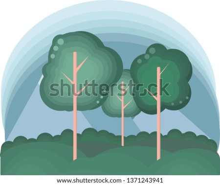 green forest and mountains