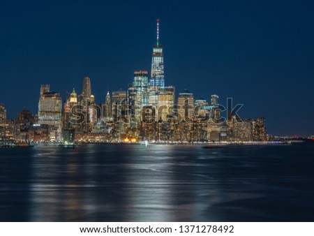 Panorama New york cityscape river side at twilight time, USA, Architecture and building with tourist concept