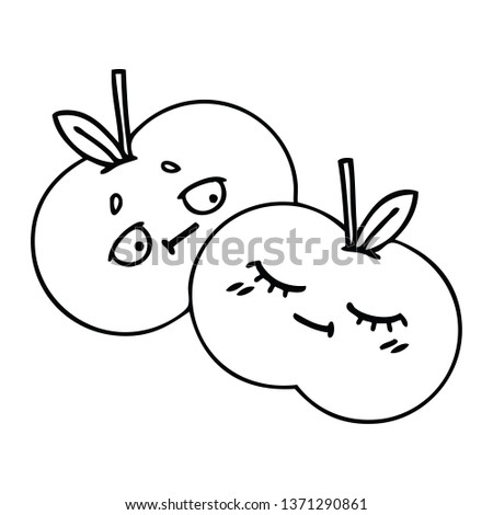 line drawing cartoon of a apples
