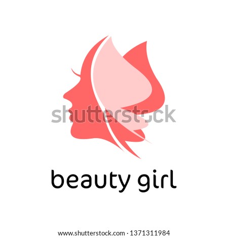 logo of beautiful girl and butterfly - clip art vector