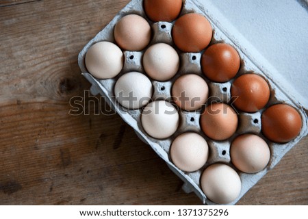 Chicken eggs are arranged in a gradient color tone and gold color in eco cartoon