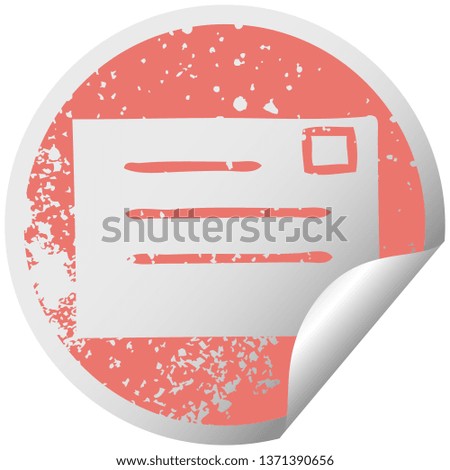 distressed circular peeling sticker symbol of a letter