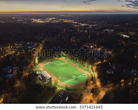 Soccer pitch.  Bird or drone view. 