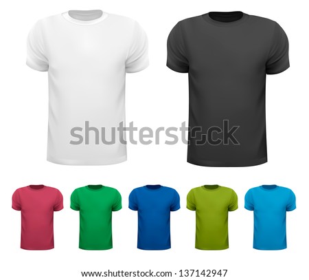 Set of colorful male t-shirts. Vector. Royalty-Free Stock Photo #137142947