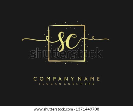 initials letter SC handwriting logo vector template
