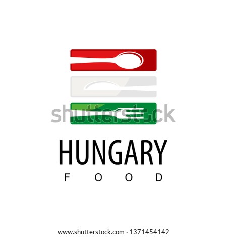 Hungary Food, Restaurant Logo With Hungary Flag Symbol