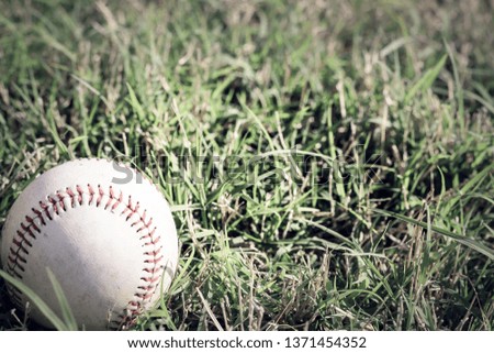 old baseball on green grass 
