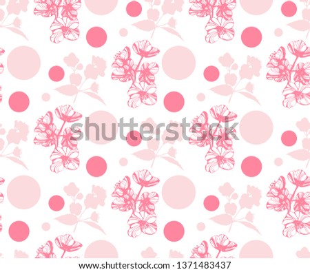 Vector Awesome jasmine flowers. Hand drawn ink illustration. Wallpaper or fabric design.