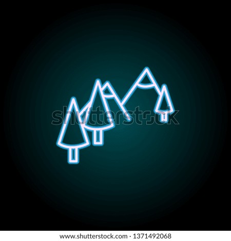 mountains and trees neon icon. Elements of Camping set. Simple icon for websites, web design, mobile app, info graphics