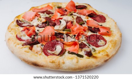 Pizza on white background,
