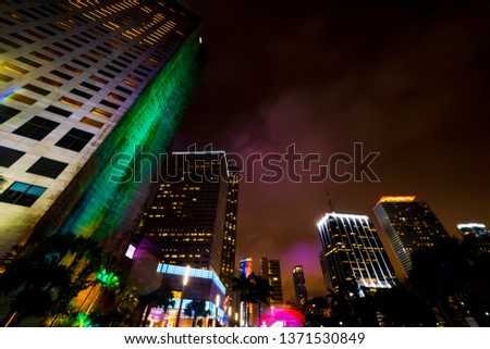 Skyscrapers in downtown Miami at night. Southern Florida, USA