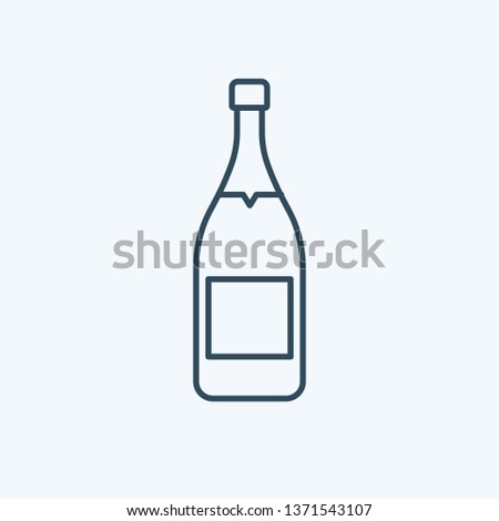 Wedding Line Outlined Icon Vector Champagne Bottle. Congratulation, celebration, wine icon. Alcohol drink glass icon