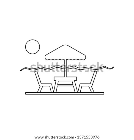 table and chairs under sun umbrella icon. Element of Beach for mobile concept and web apps icon. Outline, thin line icon for website design and development, app development