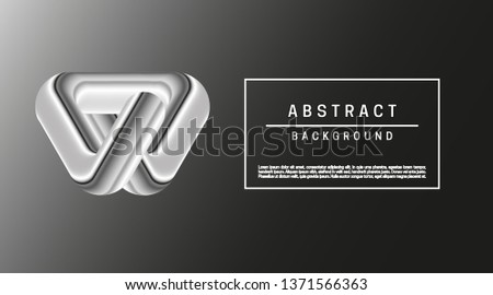 Black abstract background with minimal 3d shapes. Silver metal object.
