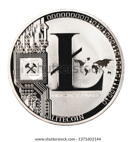 Silver litecoin isolated on white background. High resolution photo. With clipping path. Full depth of field.