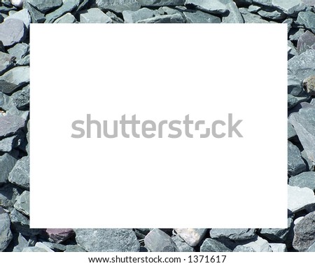 Stone chippings with picture frame cut-out