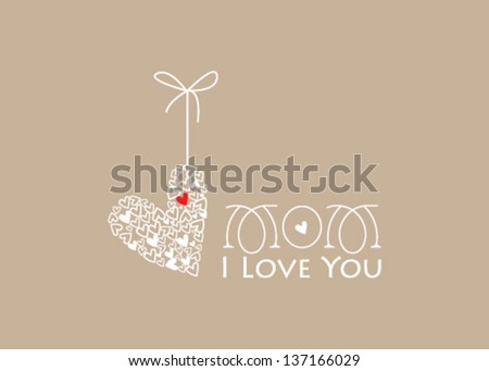 Mother's Day card, with hearts, horizontal.Vector eps10 , illustration