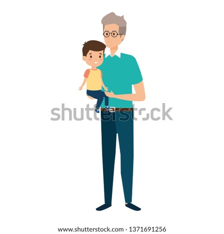 cute grandfather with grandson
