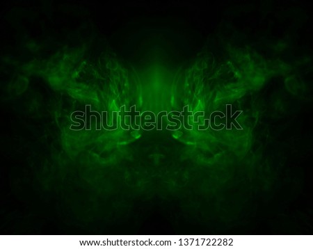 pug smoke texture . cute adorable dog concept background . abstract projector green light in the air .