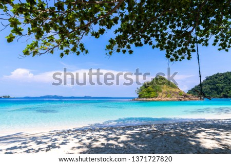 beautiful beach view Koh Chang island seascape at Trad province Eastern of Thailand on blue sky background , Sea island of Thailand landscape 