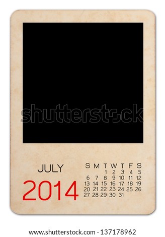 Calendar 2014 on the Empty old photo