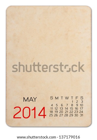 Calendar 2014 on the Empty old photo