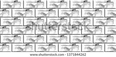 Black and white convex relief bricks seamless pattern