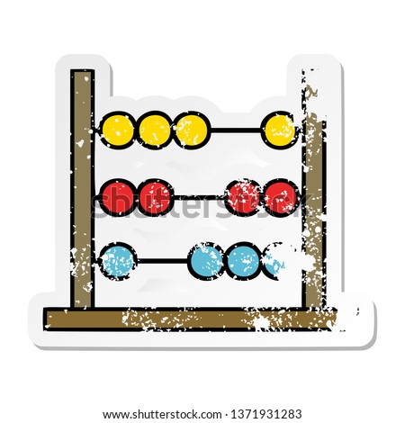 distressed sticker of a cute cartoon maths abacus